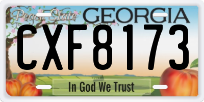 GA license plate CXF8173
