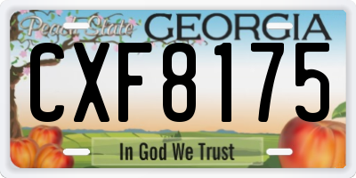 GA license plate CXF8175