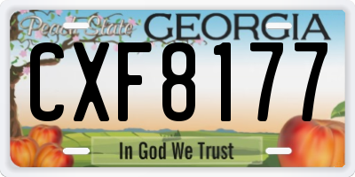 GA license plate CXF8177