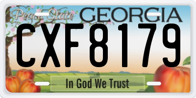 GA license plate CXF8179