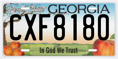 GA license plate CXF8180