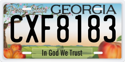 GA license plate CXF8183