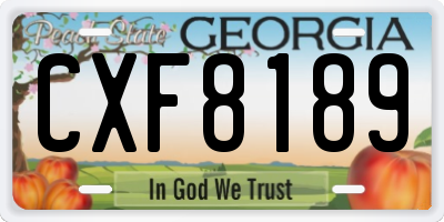 GA license plate CXF8189