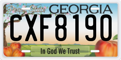 GA license plate CXF8190