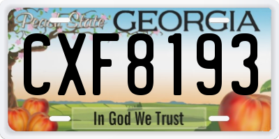 GA license plate CXF8193