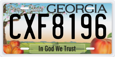 GA license plate CXF8196