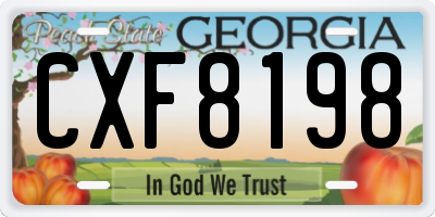 GA license plate CXF8198