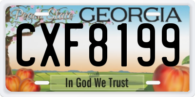 GA license plate CXF8199