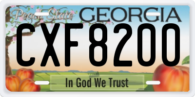 GA license plate CXF8200
