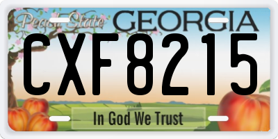 GA license plate CXF8215