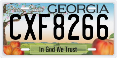GA license plate CXF8266