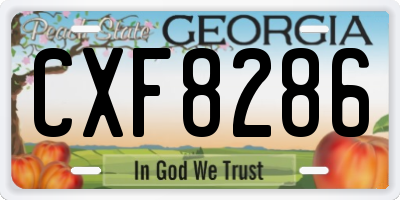 GA license plate CXF8286
