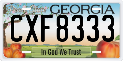 GA license plate CXF8333