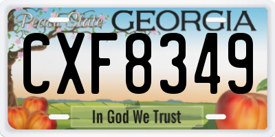 GA license plate CXF8349