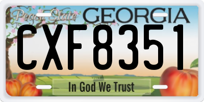 GA license plate CXF8351
