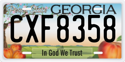 GA license plate CXF8358