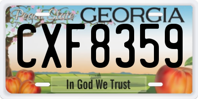 GA license plate CXF8359