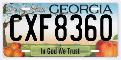 GA license plate CXF8360