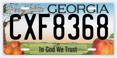 GA license plate CXF8368