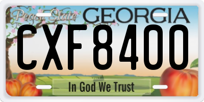 GA license plate CXF8400