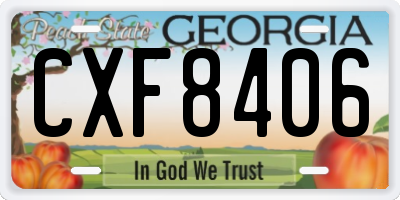 GA license plate CXF8406