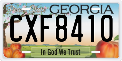 GA license plate CXF8410