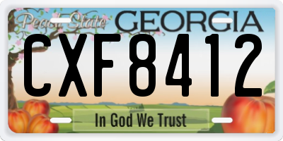 GA license plate CXF8412