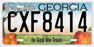 GA license plate CXF8414