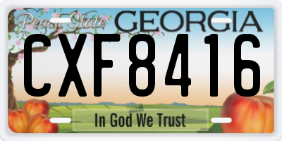 GA license plate CXF8416