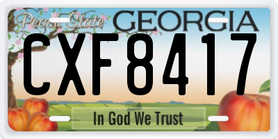GA license plate CXF8417