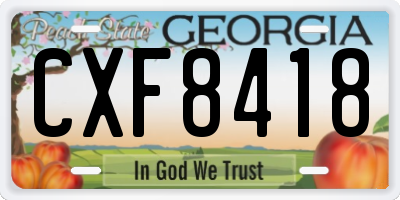 GA license plate CXF8418