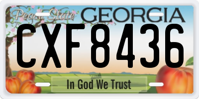GA license plate CXF8436