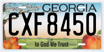 GA license plate CXF8450