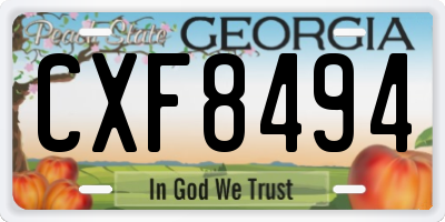 GA license plate CXF8494
