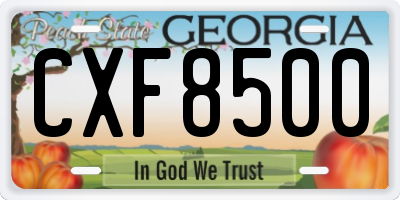 GA license plate CXF8500