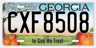 GA license plate CXF8508