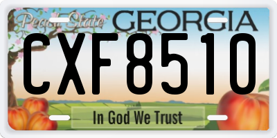 GA license plate CXF8510