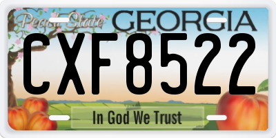 GA license plate CXF8522