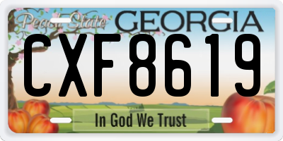 GA license plate CXF8619