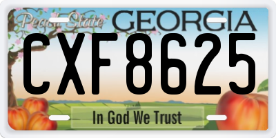 GA license plate CXF8625