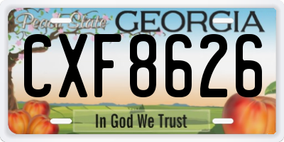 GA license plate CXF8626