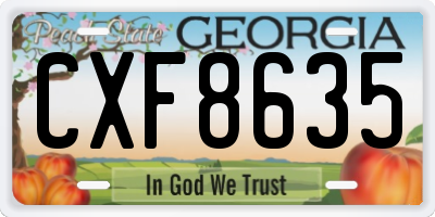 GA license plate CXF8635