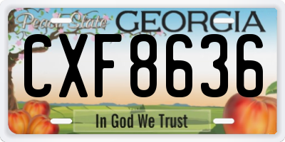GA license plate CXF8636