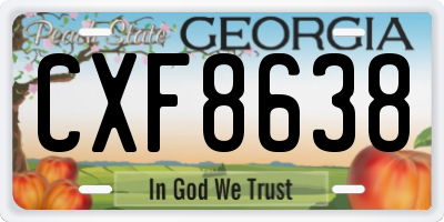 GA license plate CXF8638
