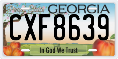 GA license plate CXF8639