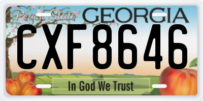 GA license plate CXF8646