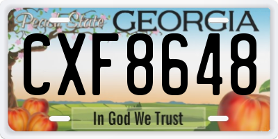 GA license plate CXF8648