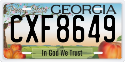 GA license plate CXF8649