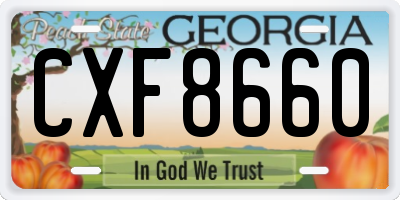 GA license plate CXF8660
