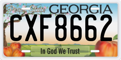 GA license plate CXF8662